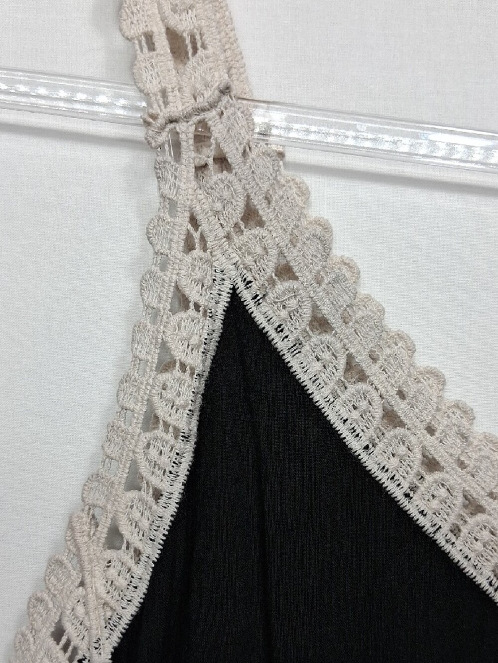 Ultra Pink Black Camisole with Cream Crochet Embroidery - Picture 4 of 7